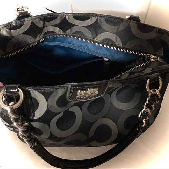 COACH Signature Black & Grey Handbag - Picture 2 of 8